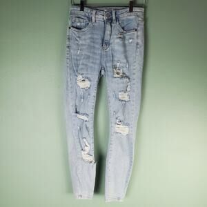 Judy Blue Womens Distressed High Rise Tummy Control Top Skinny Jeans Size 26